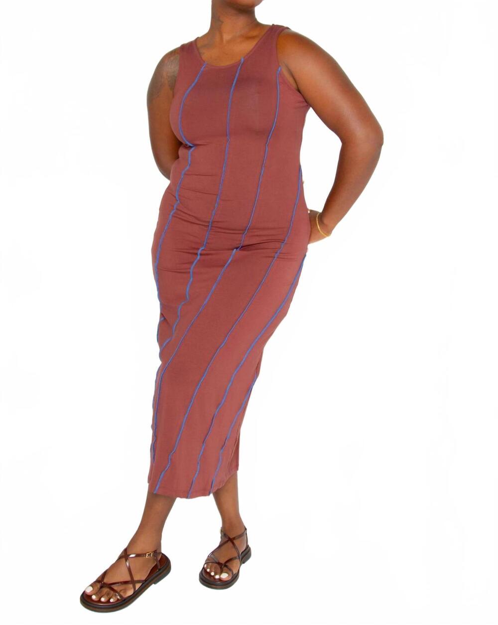 NEW RITA ROW faten midi dress in rust